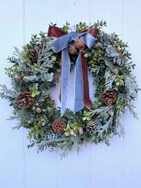 blue brown christmas wreath