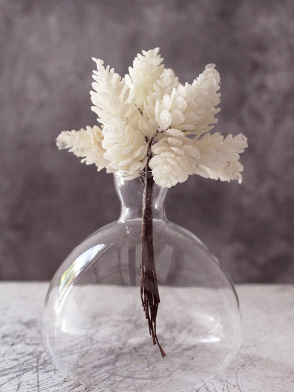 white glitter pine cones