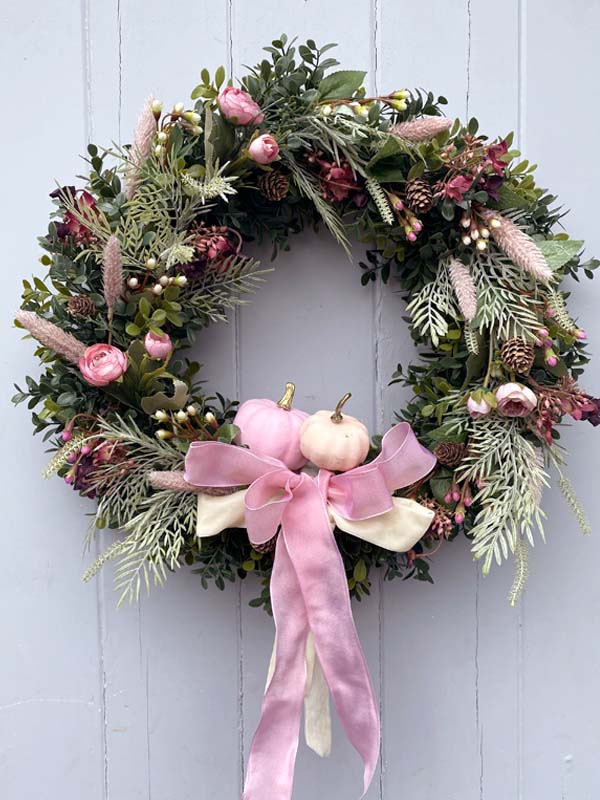 pink pumpkin wreath